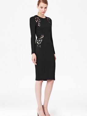French Connection Women's Black Long Sleeve Cutout Dress